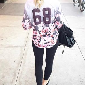 Sporty floral crew neck